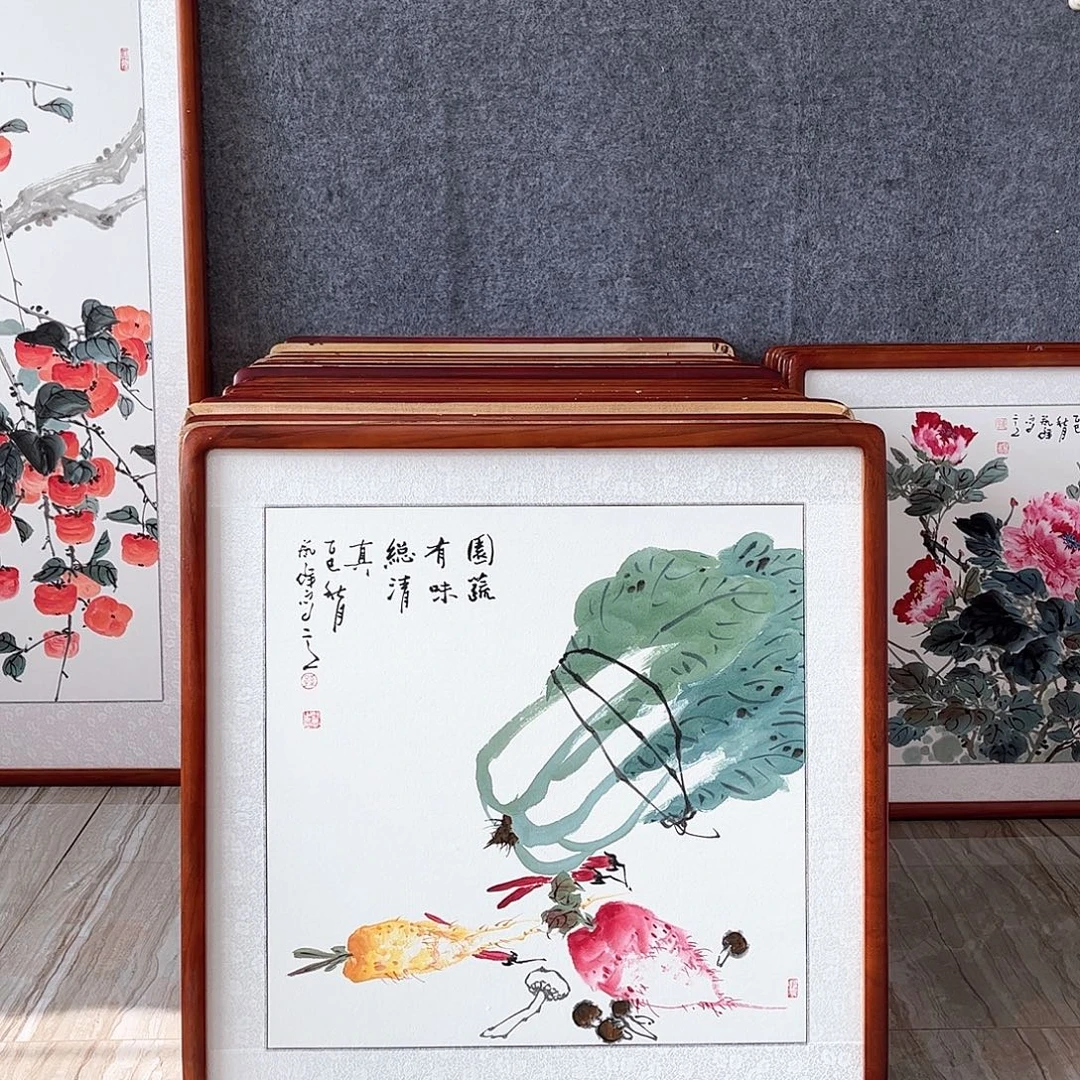 国画书画作品带框63×63