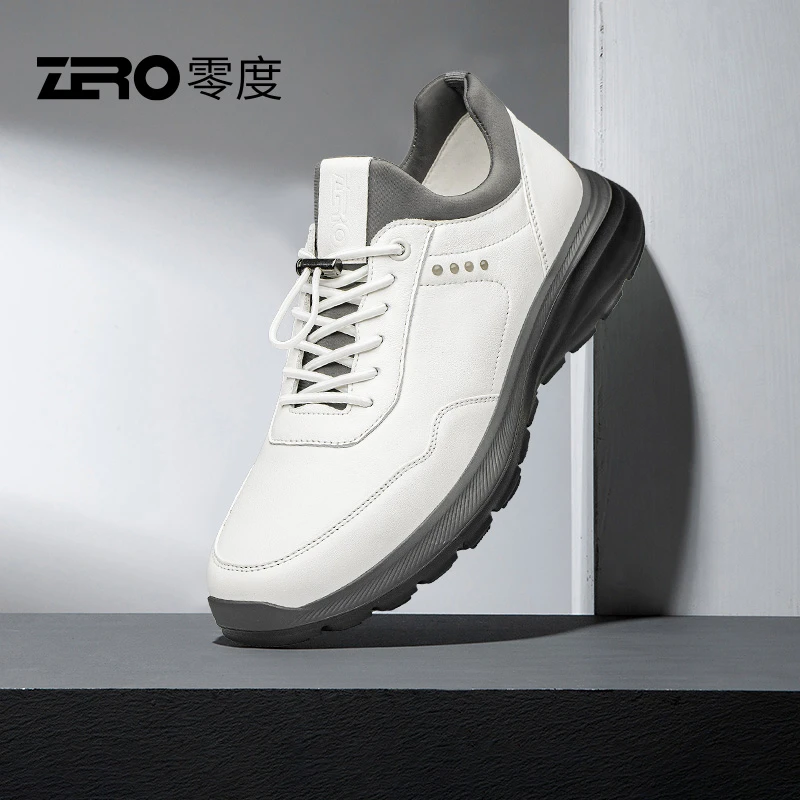 【总裁系列】零度男鞋运动休闲皮鞋2025秋季真皮皮鞋百搭小白鞋子男