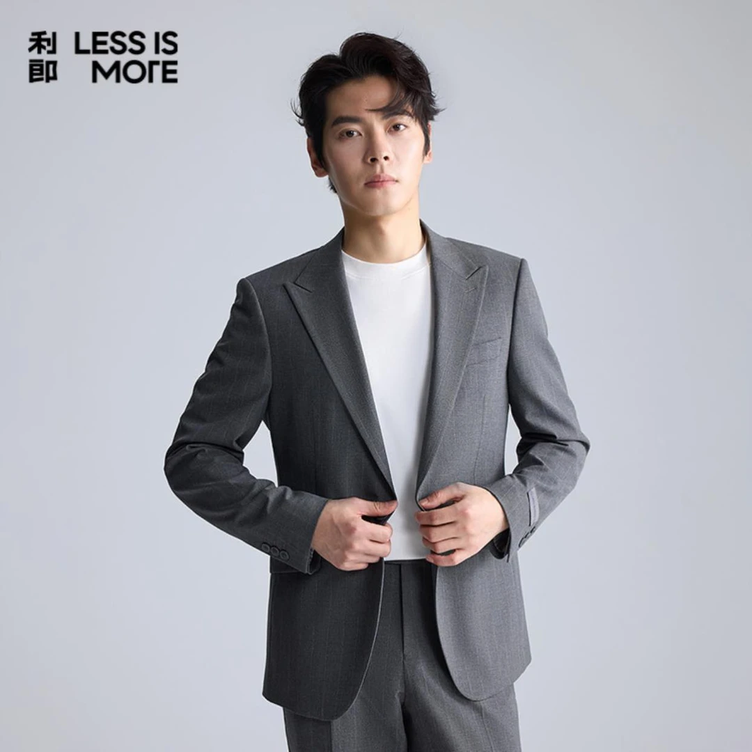 利郎【帅气如你】秋季暗条纹戗驳领西服西装两件套（九分裤）
