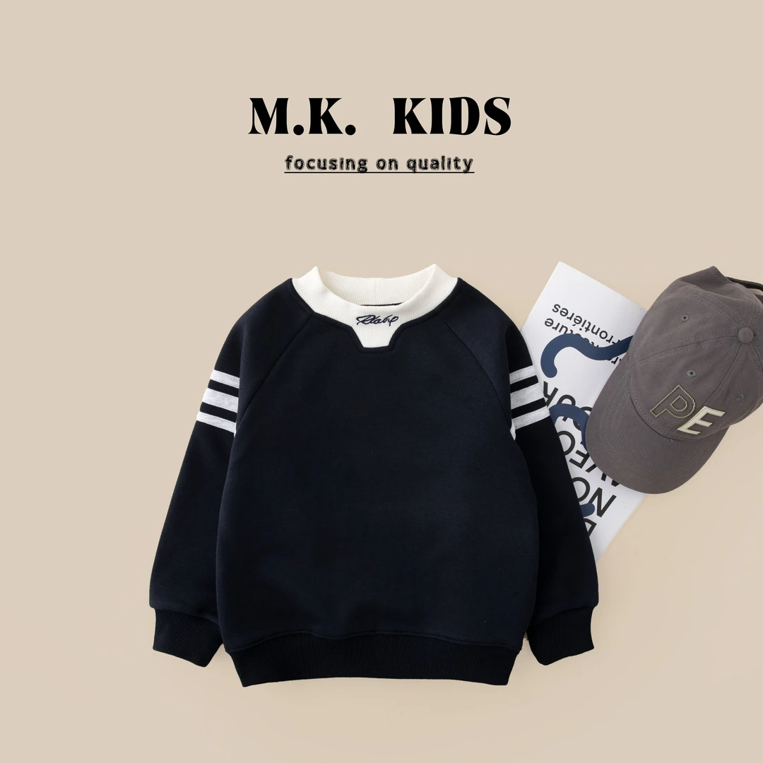 【现现】儿童加绒卫衣2025新款男童冬款潮流圆领上衣DA7522华子童装