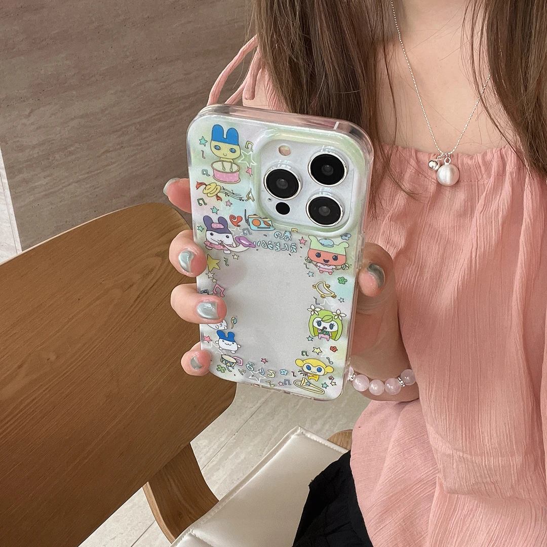 双层透明拓麻歌子适用苹果16promax防摔iPhone15手机壳14粉13女潮