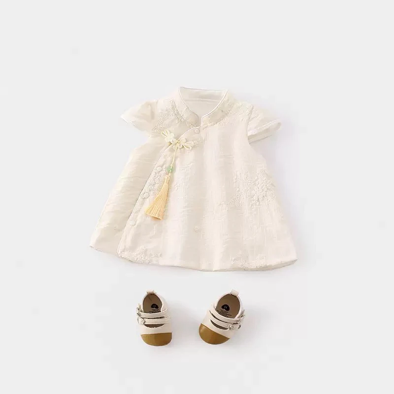 夏款月下清荷旗袍连衣裙