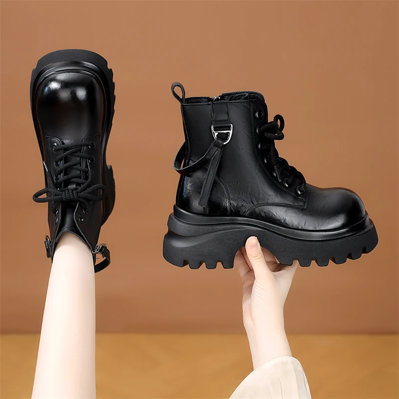 厚底软底马丁靴女2025新款英伦风单靴时尚百搭显脚小短靴加绒棉靴