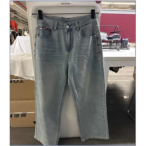 唐狮高腰薄款牛仔裤高弹力窄版直筒裤长裤129222083909