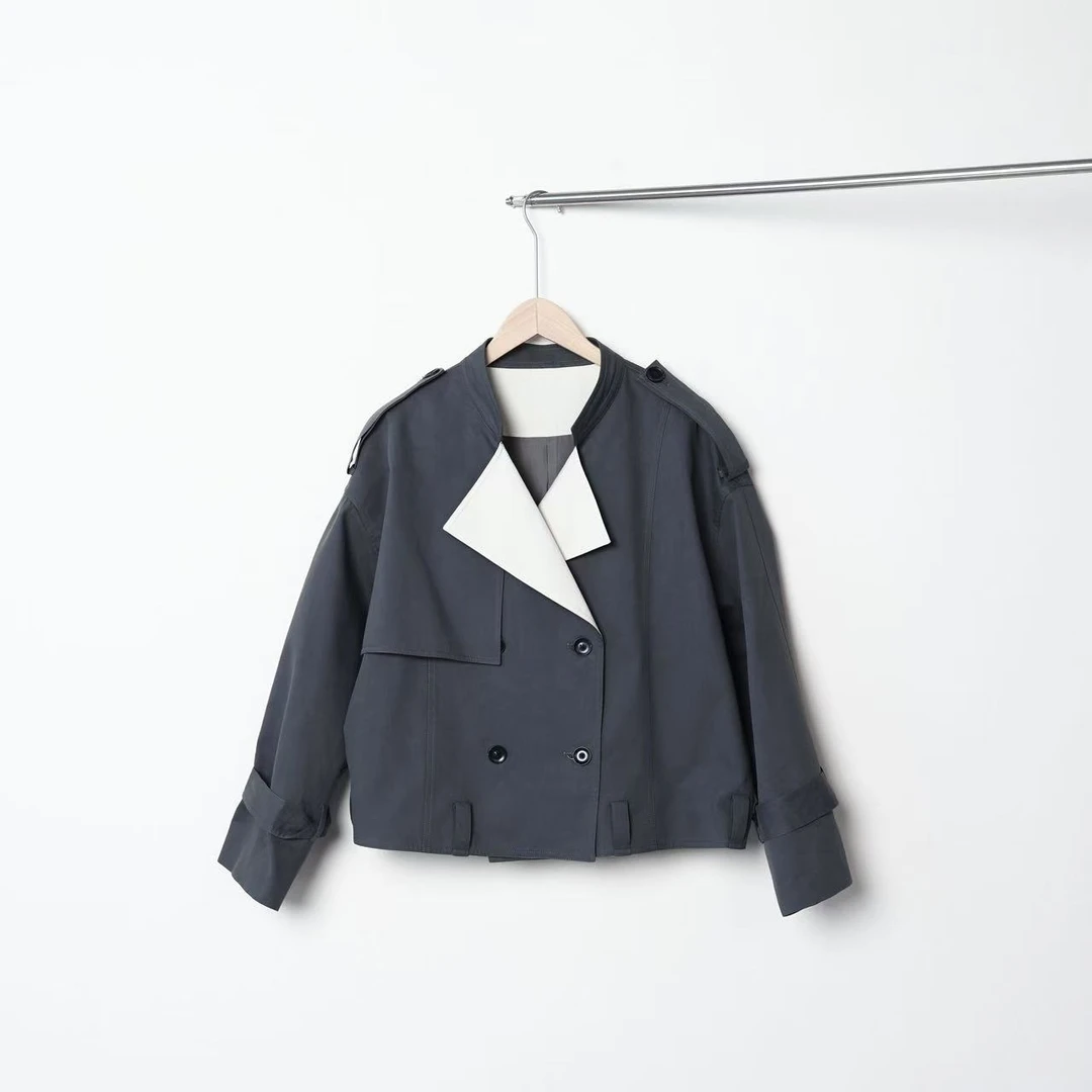 QC杨杨【灰系知性】微胖大码女春气质百搭短款风衣外套 ZY502A74