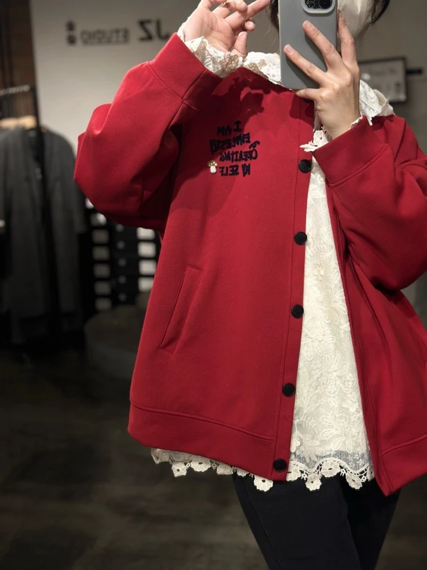 A30289美式字母刺绣新款设计感宽松休闲外套