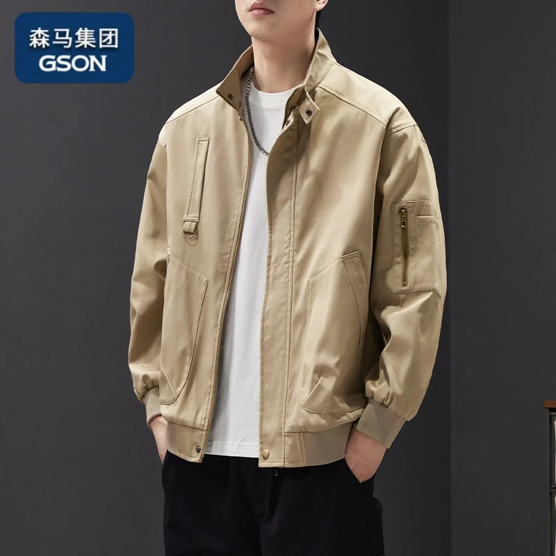森馬集团GSON2024新款美式休闲外套春季新款潮牌上衣服工装夹克男