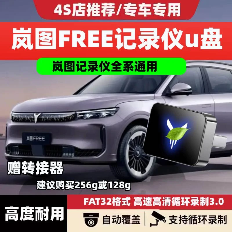 适用岚图FREE专用行车记录仪U盘优盘哨兵模式停车守卫汽车用品新