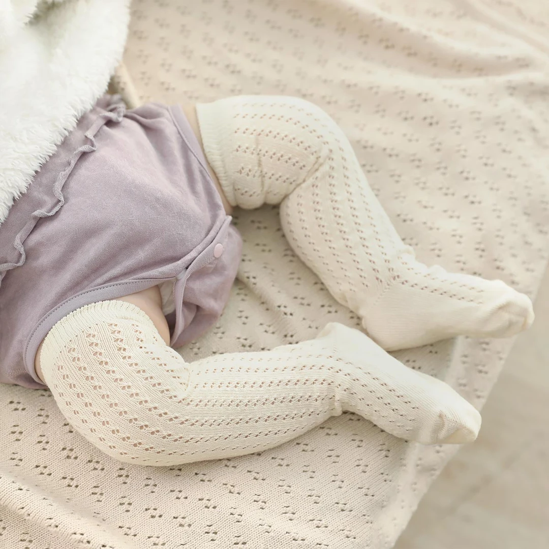 宝宝长筒袜夏季薄款透气儿童网眼袜不勒腿过膝长袜婴儿袜子2双装