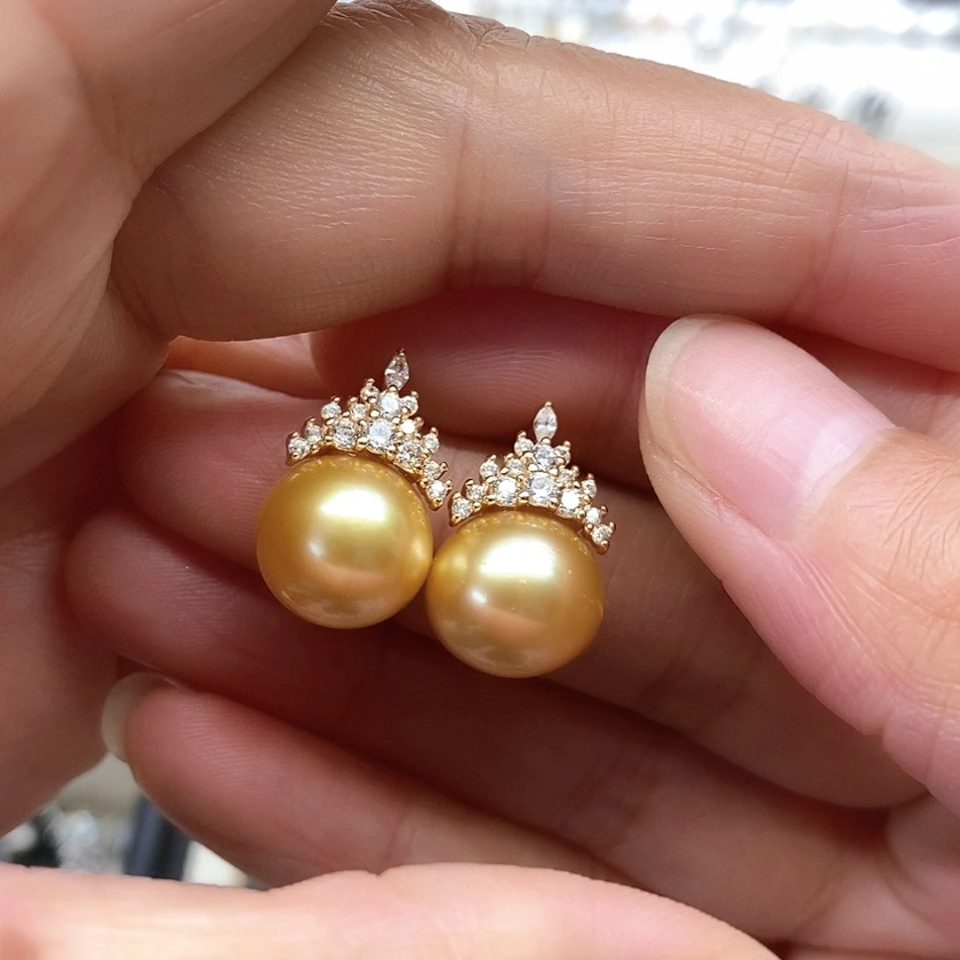 银S925镶嵌海水珍珠耳饰