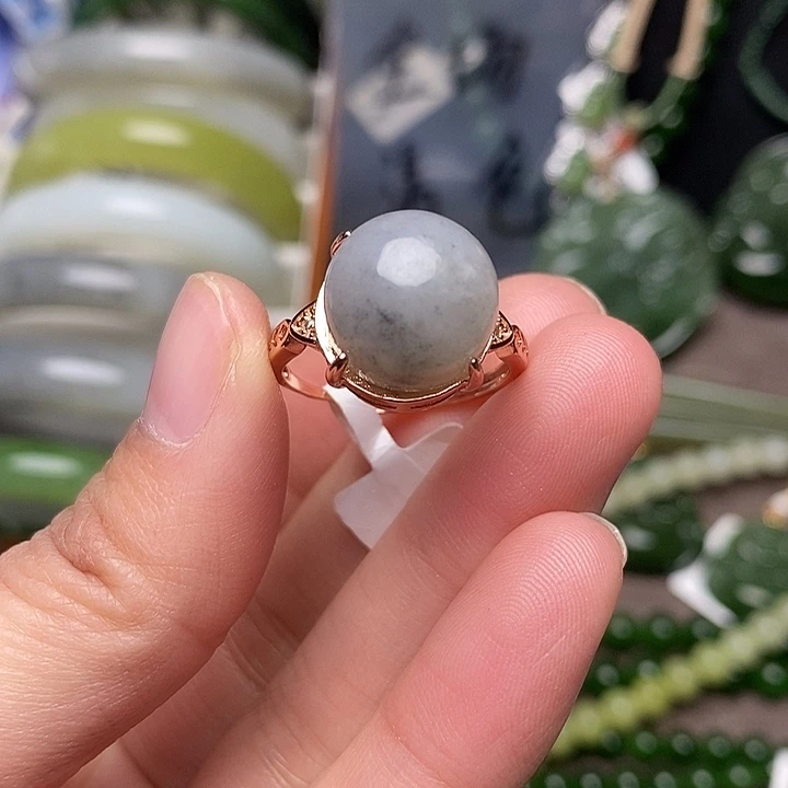 和田玉银S925镶嵌戒指