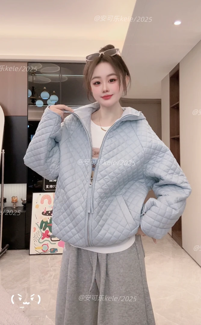 【安可乐专属】珩绣小众极简风菱格奶酪小泡芙百搭棉服外套Y-T25857