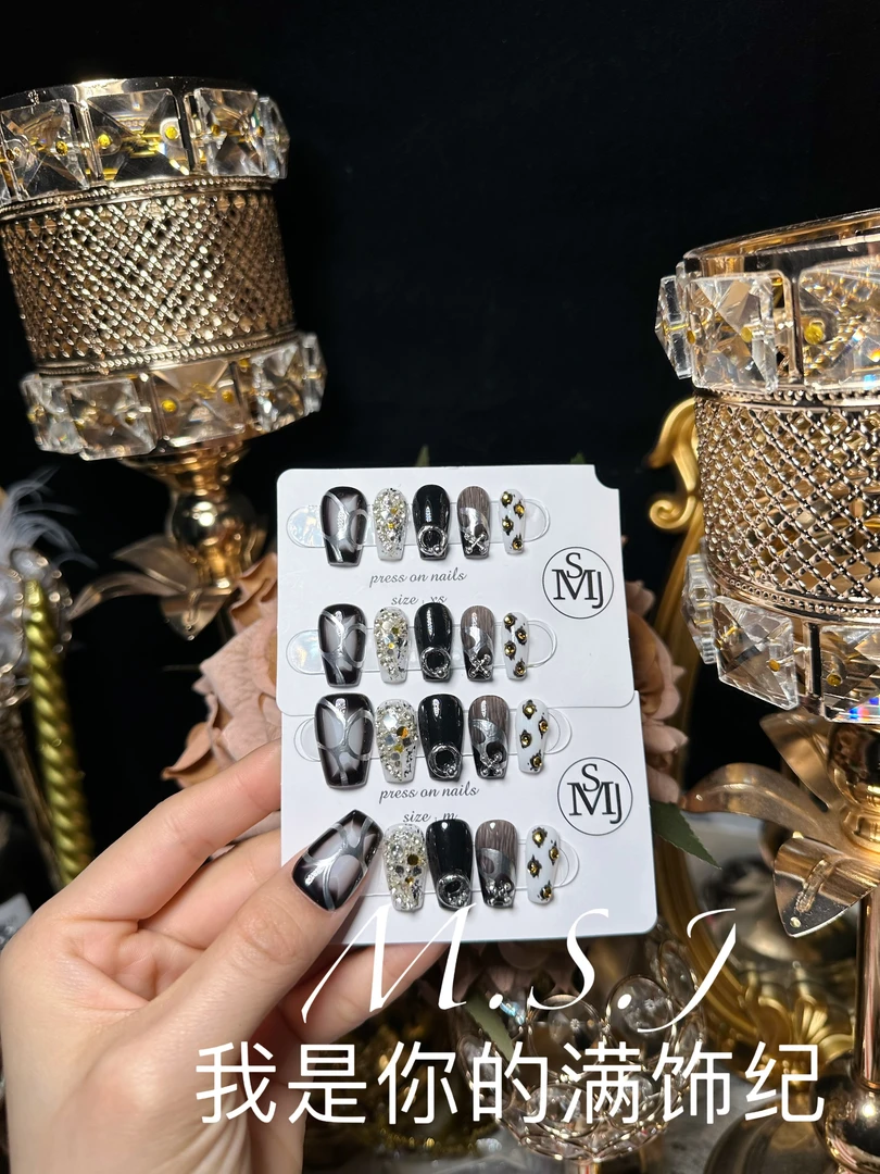 满饰纪|「国外订单26」轻奢钻饰网红穿戴甲手工美甲纯欲甲片指