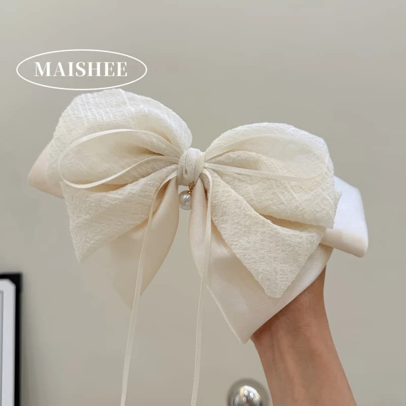 韩国新款高级蝴蝶结飘带女简约气质发饰头饰后脑马尾弹簧夹Z0092