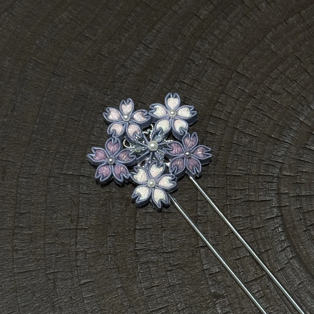 樱花盘扣发钗 非遗手工盘扣发簪发钗日常百搭头饰