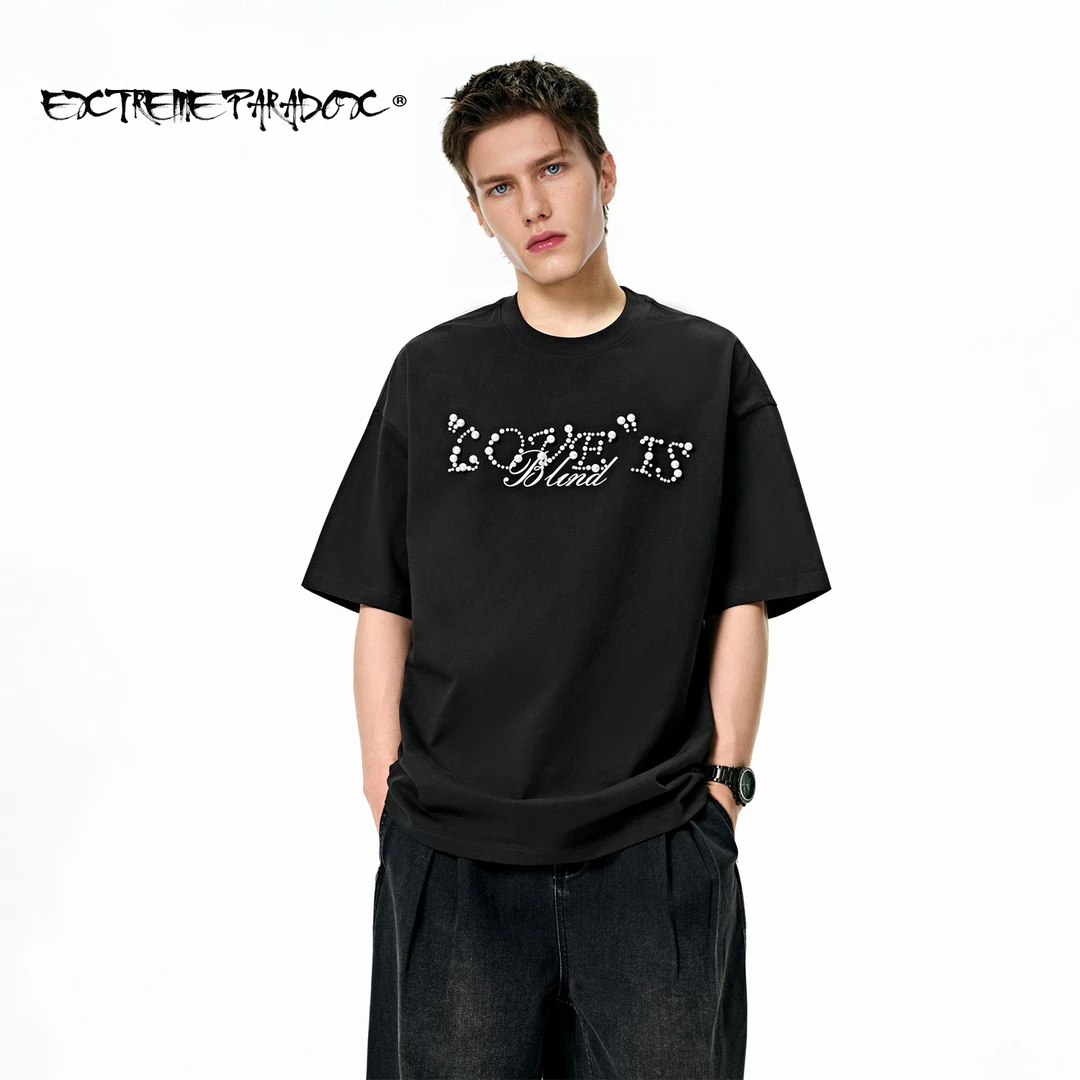 潮牌字母立体短袖宽松百搭情侣休闲T恤时尚圆领半袖夏季新款男装t