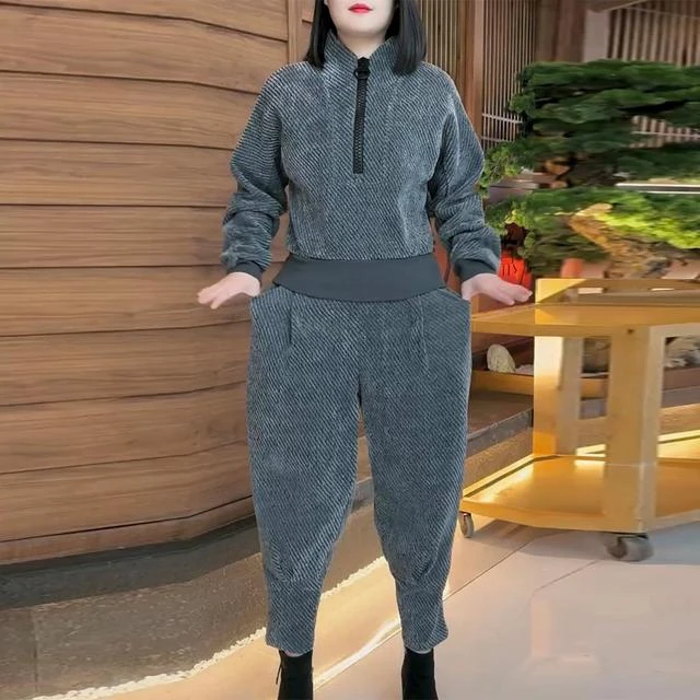 高档洋气拉链套装女2025春季新款洋气显瘦休闲时尚气质百搭哈伦裤