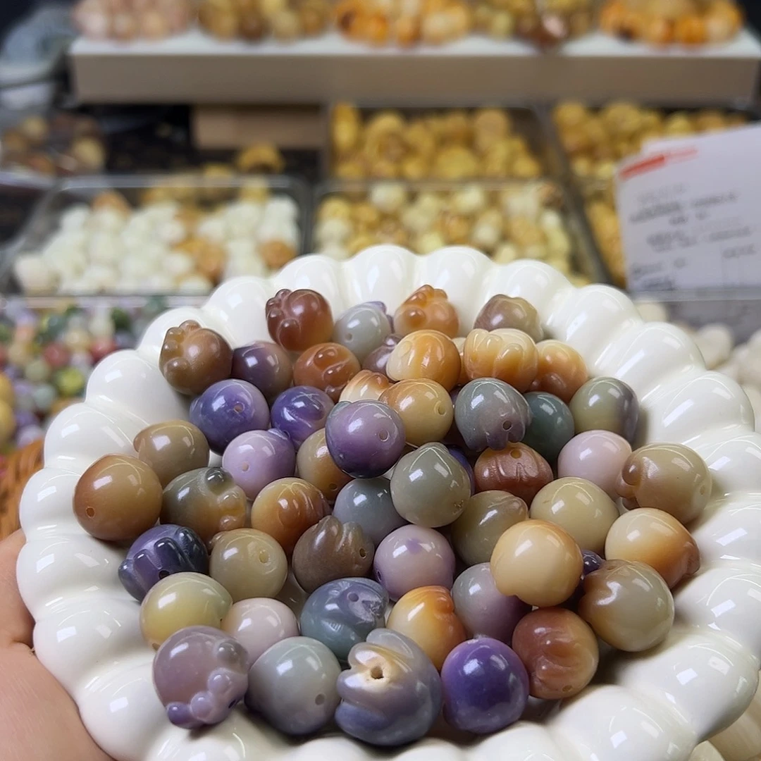 菩提根/象牙果手串微瑕多宝猫爪15颗有裂