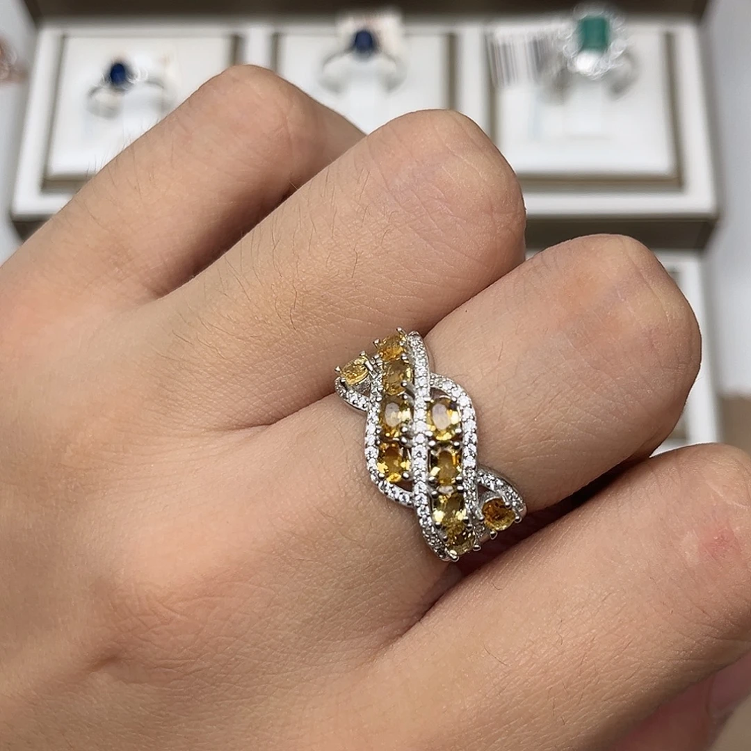 烟晶银S925镶嵌戒指