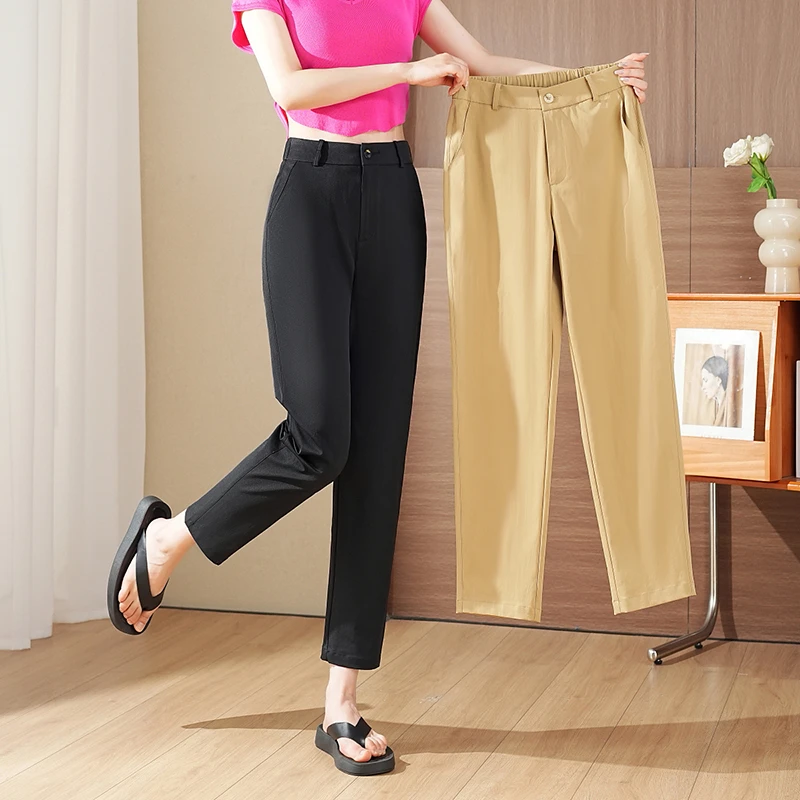 【夏季清凉款】02GY24夏季薄款休闲高腰显瘦九分直筒烟管裤2891