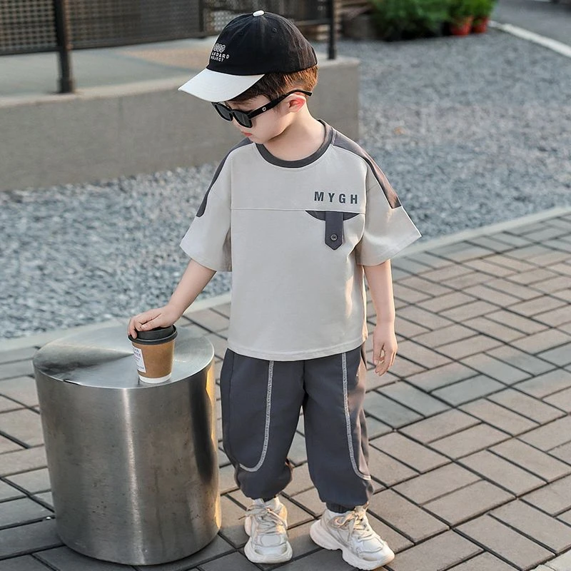 男童夏季短袖帅气儿童套装2025新款T恤防蚊裤薄款长裤宝宝潮衣服3