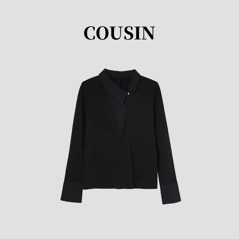 D.cousin 【月光诗集】秋新翻领设计感简约休闲高级翻领上衣 7701