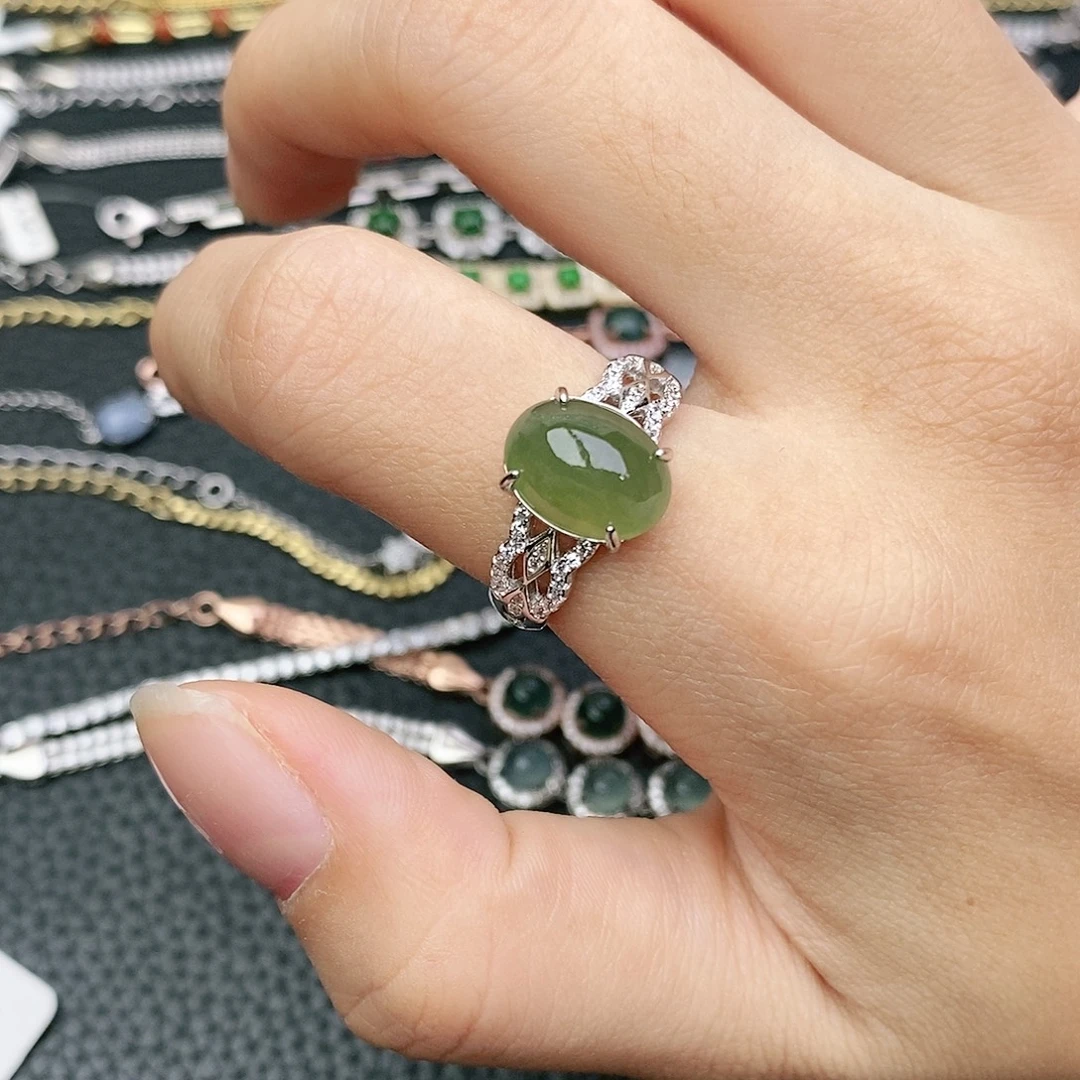 翡翠银S925镶嵌戒指