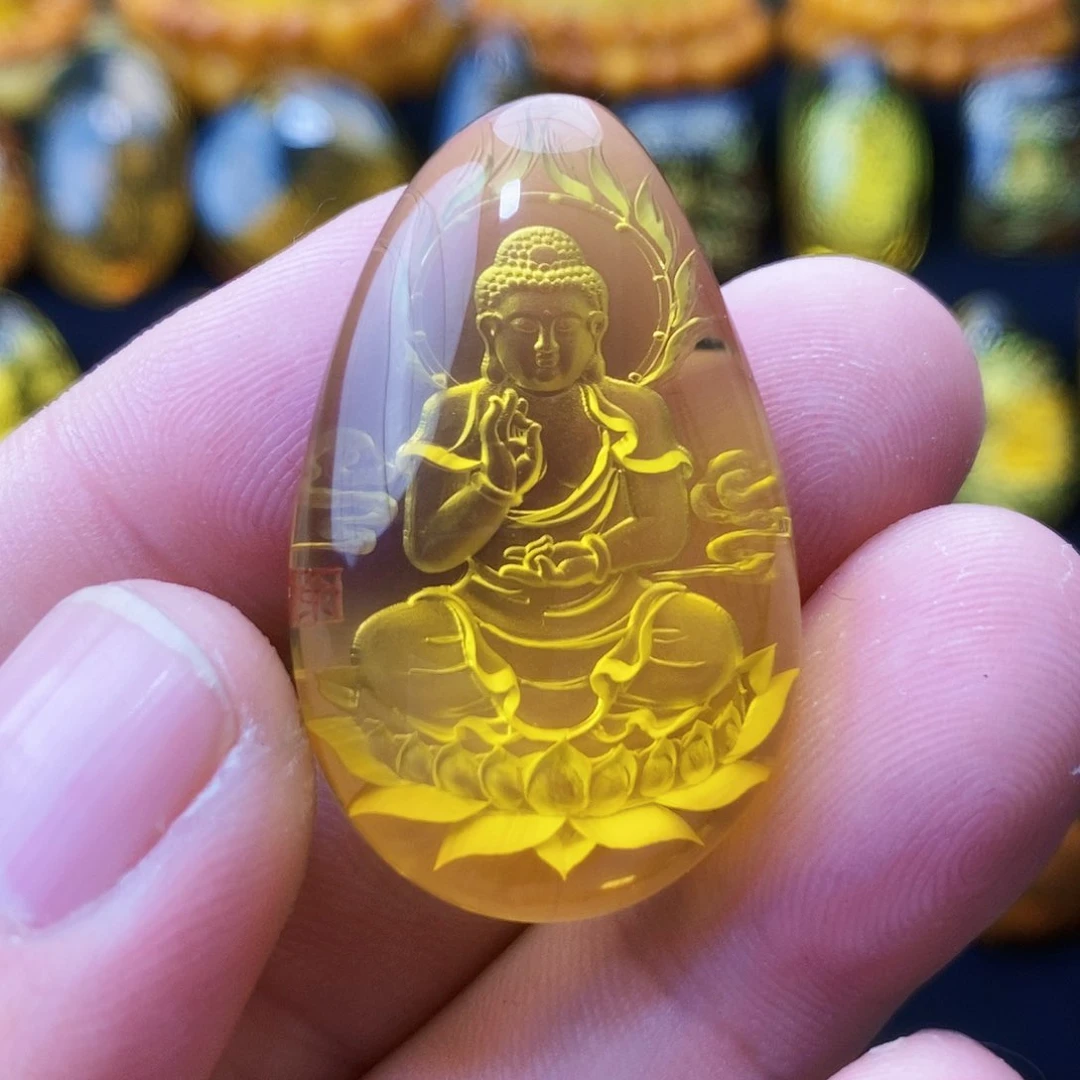 【闪购商品】蓝珀颈饰未镶嵌龙*。蓝珀阴雕