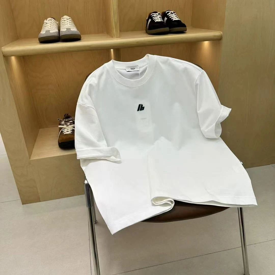 设计师夏季圆领印花短袖百搭T恤简约潮流休闲宽松白色上衣时尚