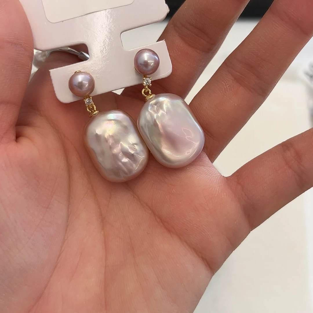 合金淡水珍珠耳饰