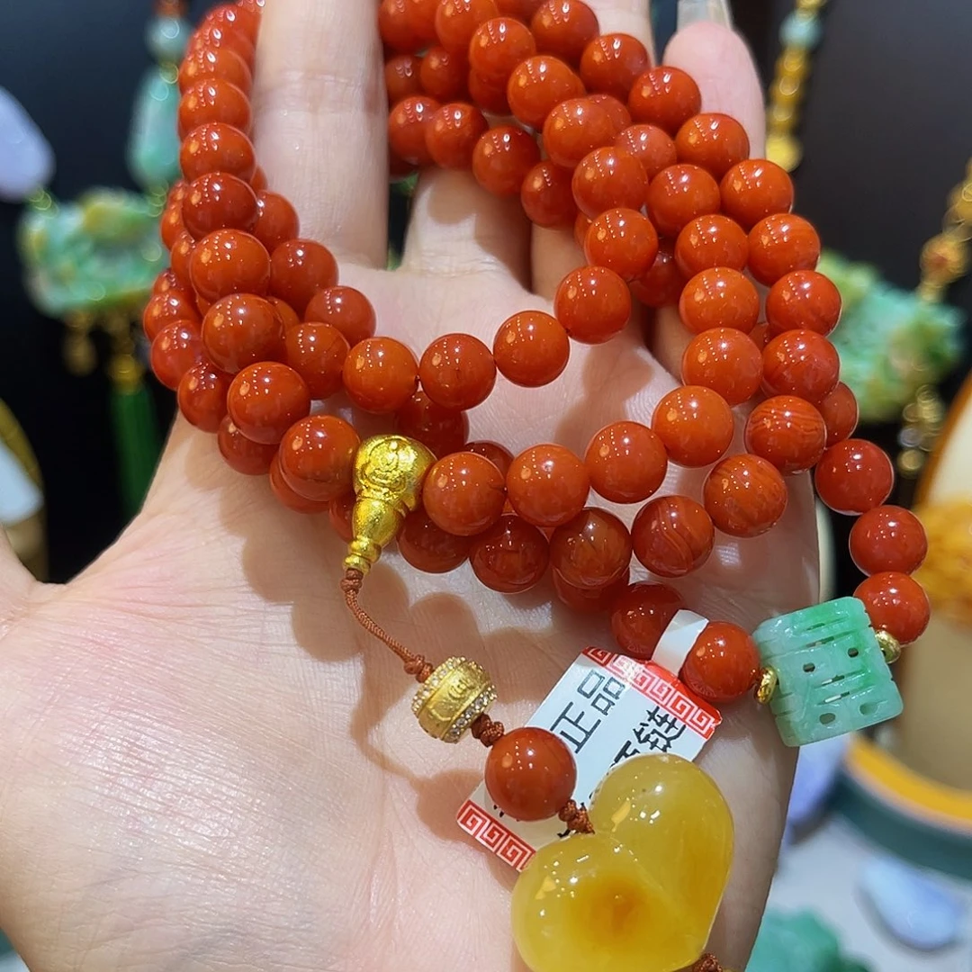 南红玛瑙未镶嵌项链108颗