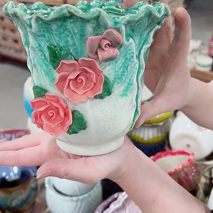 有孔，凑单福利满10元发货陶瓷多肉花盆！