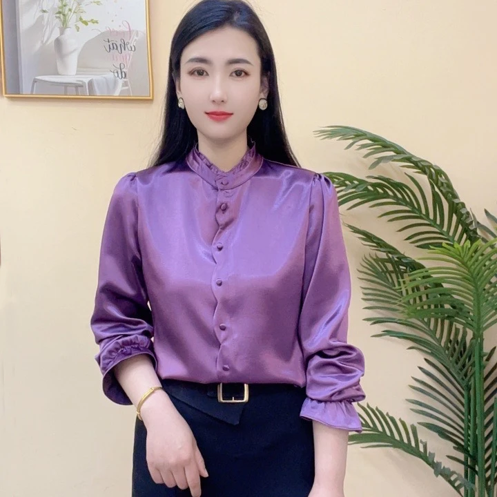 2025春装新款衬衫女士宽松大码洋气小衫长袖衬衣时尚显瘦气质上衣