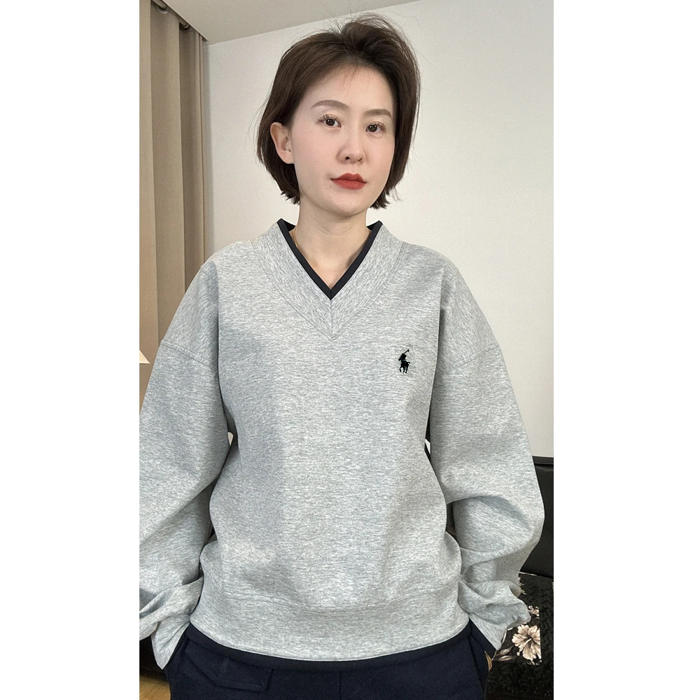 【极致简约】V领简约宽松女士卫衣AC016