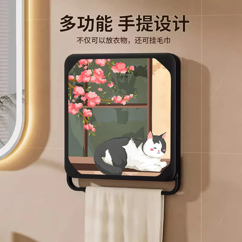 艺术风景浴室壁画收纳箱洗澡放衣服神器防水折叠收纳柜壁挂置物架