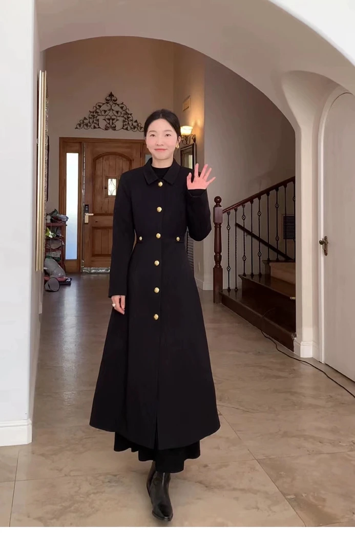 2025冬季新款大码长款收腰风衣气质高级感外套冬韩系过膝大衣女