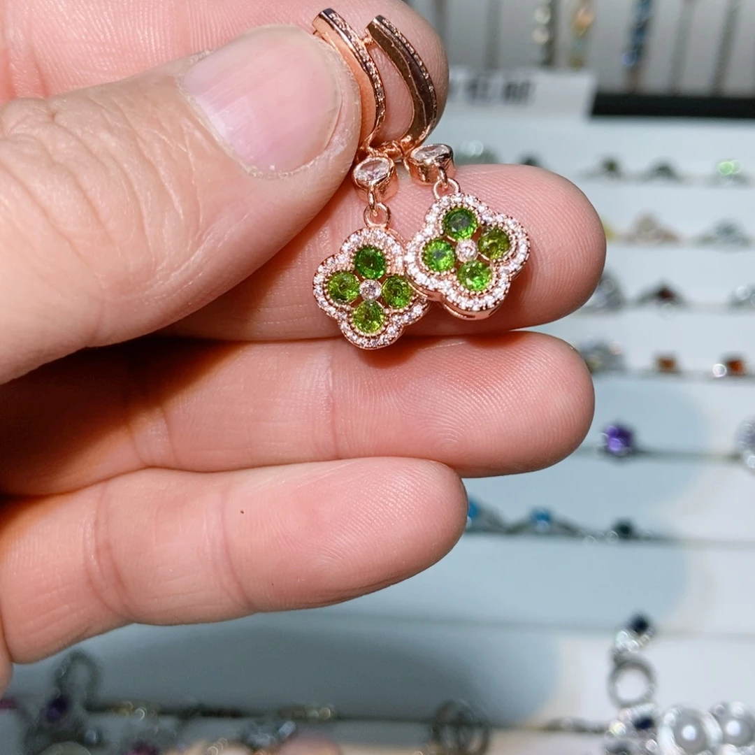 绿水晶戒指银S925镶嵌