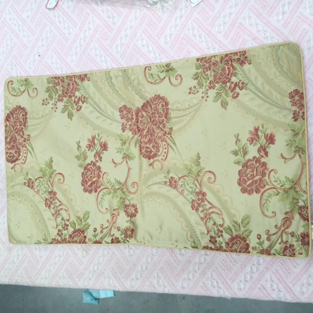 J028 黄色真丝提花腰枕套 32×56cm