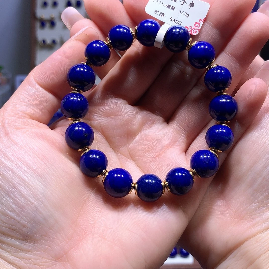 银S925镶嵌青金石手链11m