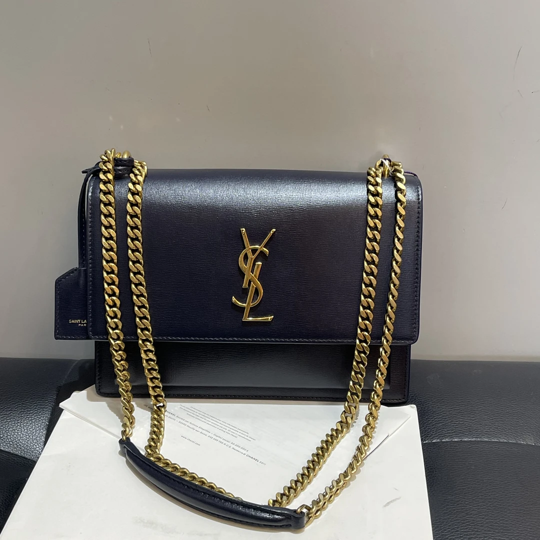 95新 YSL/圣罗兰 YSL/圣罗兰 sunset日落包中号 深蓝色
