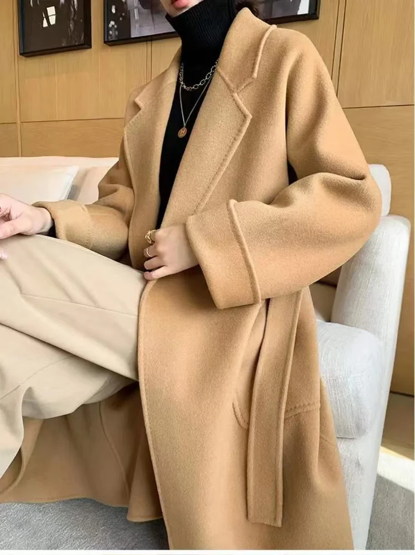 CY 本出 长款22.6%山羊绒+77.4%羊毛双面羊绒大衣经典浴袍款女士