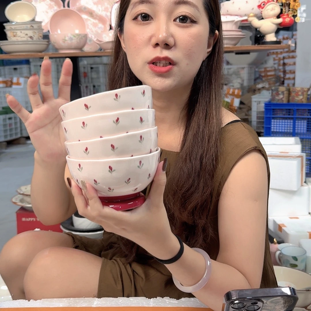 瓷微瑕陶瓷餐具釉下彩4.75寸碗