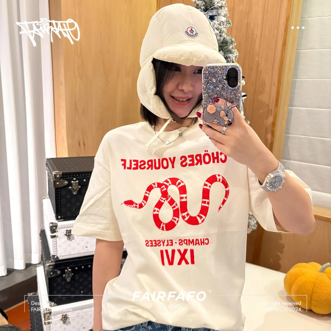 林肉肉【珊瑚蛇印花短袖T恤】TXAL4C076