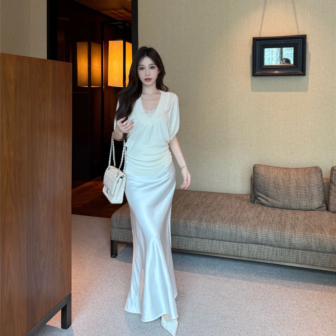 【Yinkoo】矜贵疏离高级感缎面半身裙春夏中长款裙子