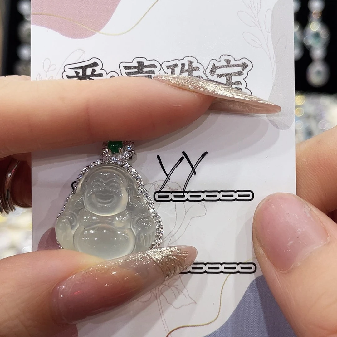 蛇纹石玉银S925镶嵌颈饰y**-吊坠