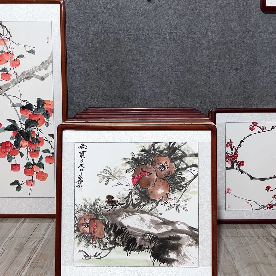 国画书画作品带框63×63