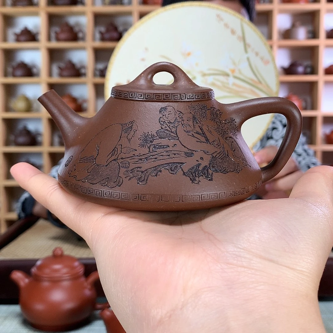 紫砂茶壶平底子冶150cc文革紫泥