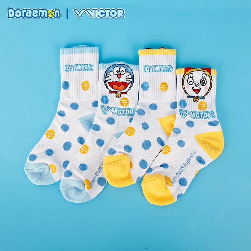 正品VICTOR威克多胜利羽毛球袜SK516DRM哆啦A梦联名儿童运动袜