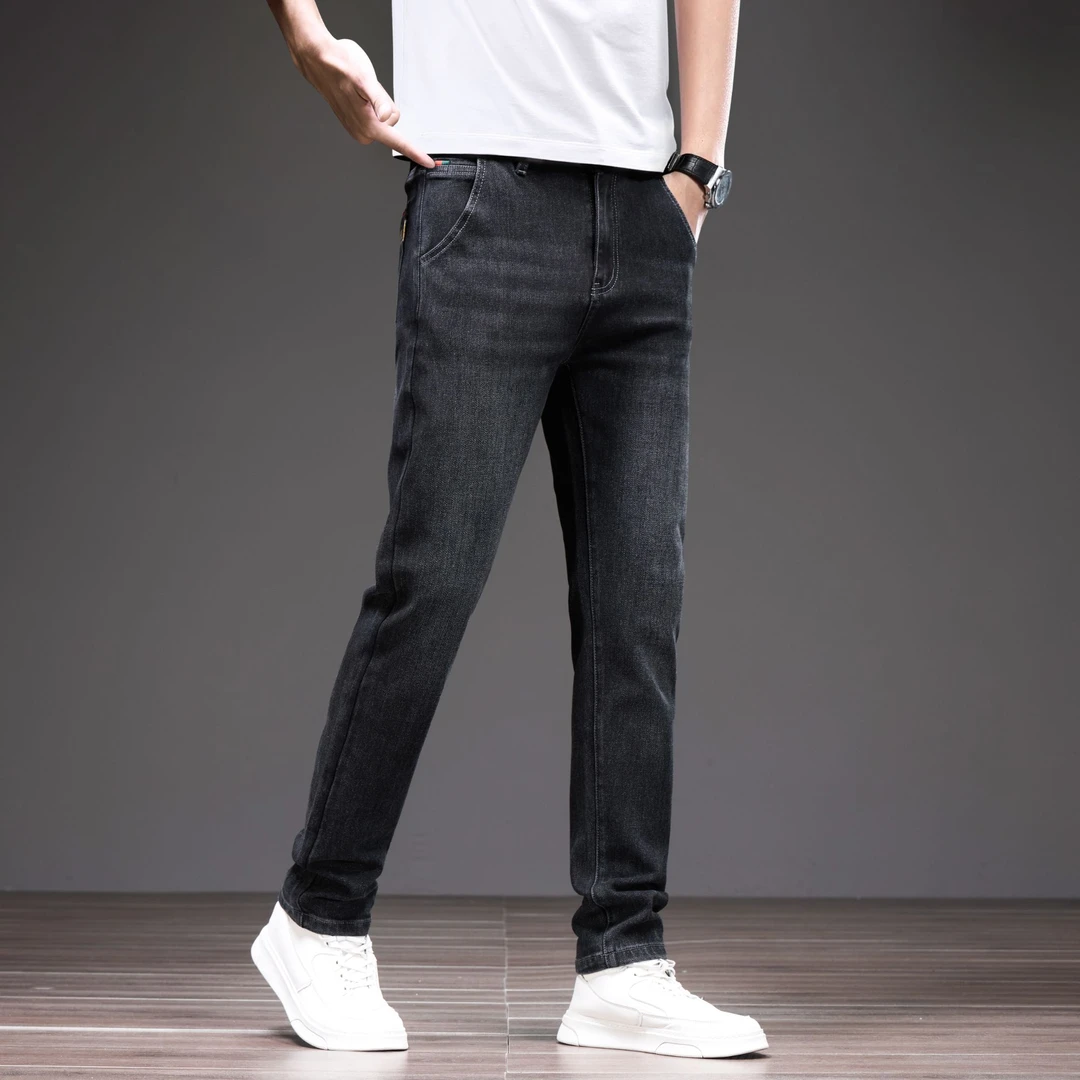 春夏新款直筒宽松显高男士休闲裤薄款百搭弹力时尚潮流牛仔裤夏季