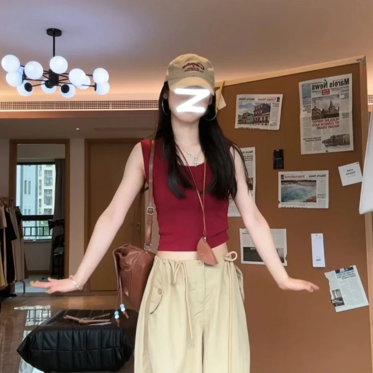 夏季百搭高密棉纯欲U领遮副乳修身高弹背心